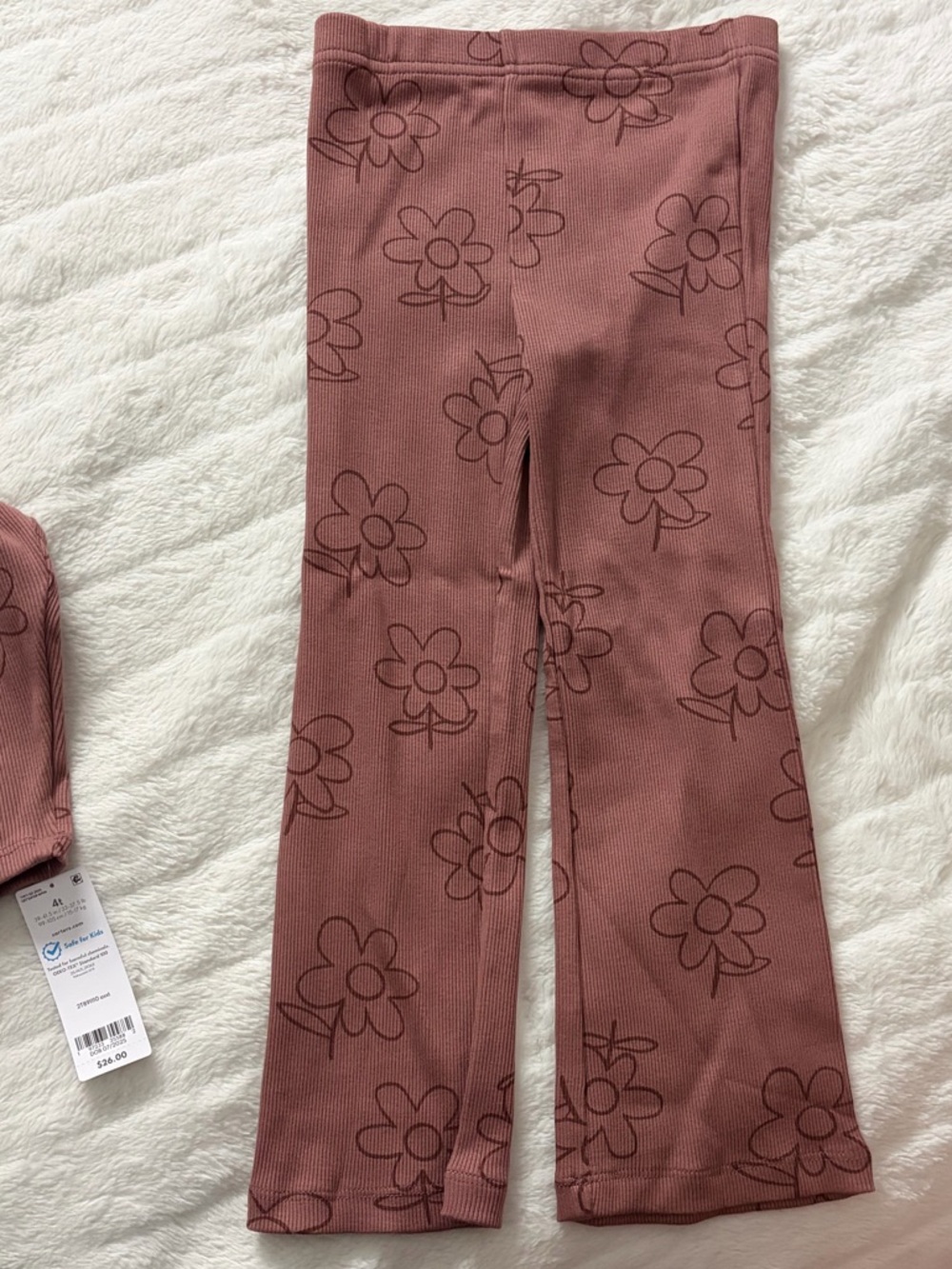 Carter's Dusty Rose Floral Ribbed Set - Picture 2 of 5